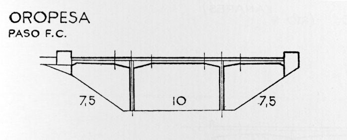 Alzado del puente con medidas de los vanos