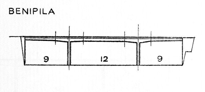 Alzado del puente con medidas de los vanos