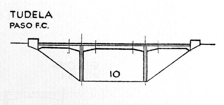 Alzado del puente con medidas de los vanos