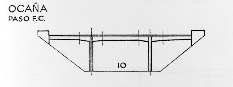 Alzado del puente con medidas de los vanos