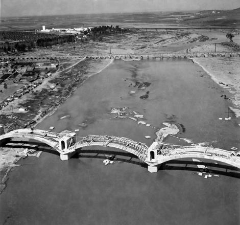 Vista area del puente en construccin