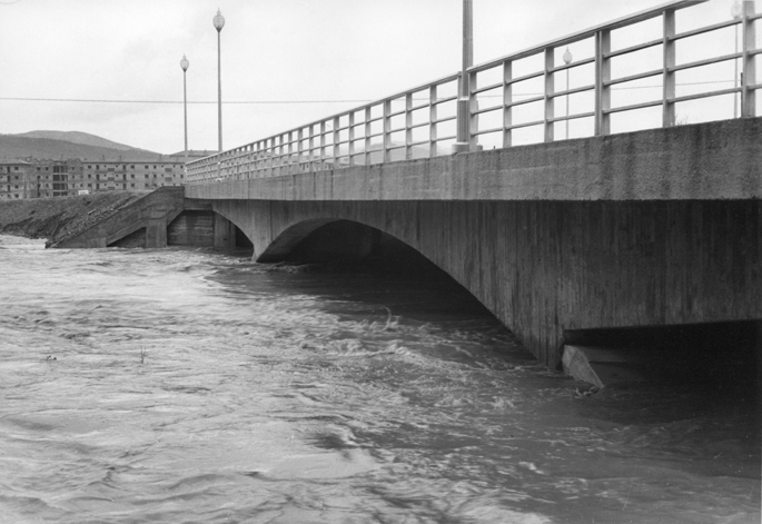 Perspectiva del puente con la crecida del ro