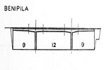 Alzado del puente con medidas de los vanos